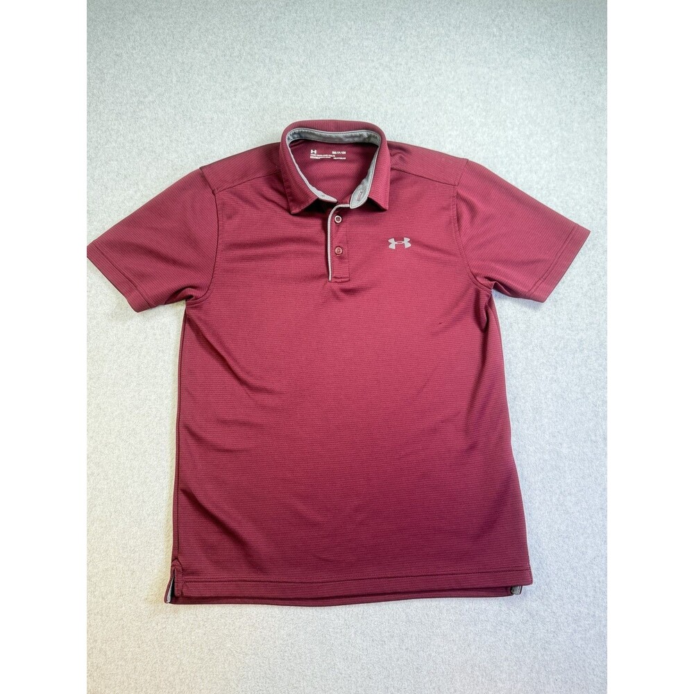 Under Armour SM P Child Small  Loose Fit Heat Gear Performance Polo Shirt Maroon